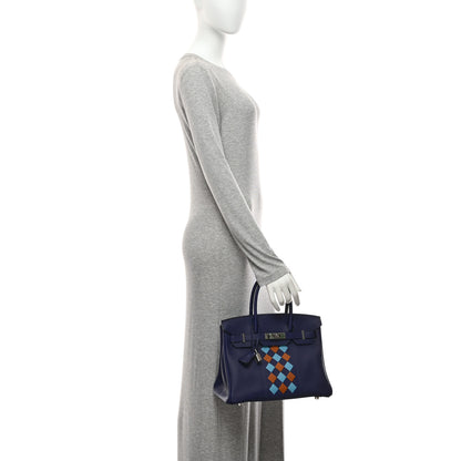 Hermes Swift Epsom Tressage Birkin 30 Bleu Encre Bleu Du Nord Gold 2 of 10