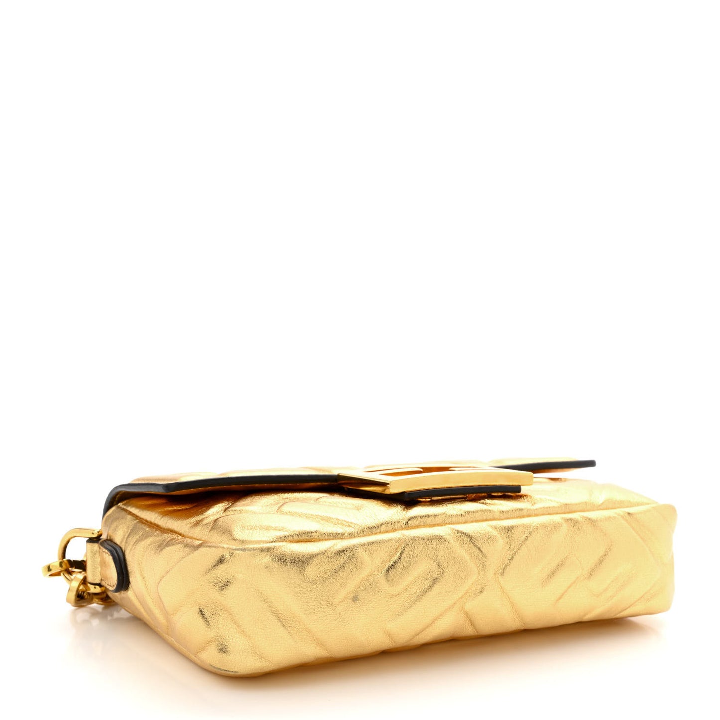 Vitello Catalan Mirror FF 1974 Embossed Mini Baguette Gold