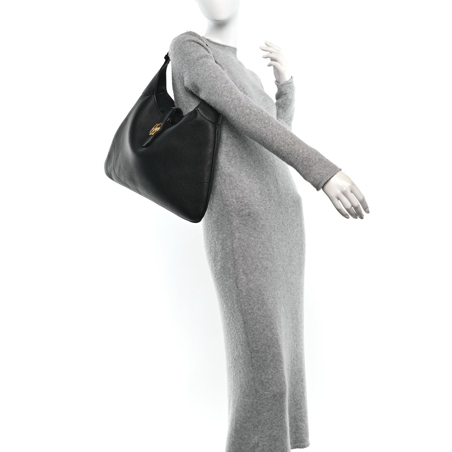 Goatskin Large Aphrodite Shoulder Bag Black