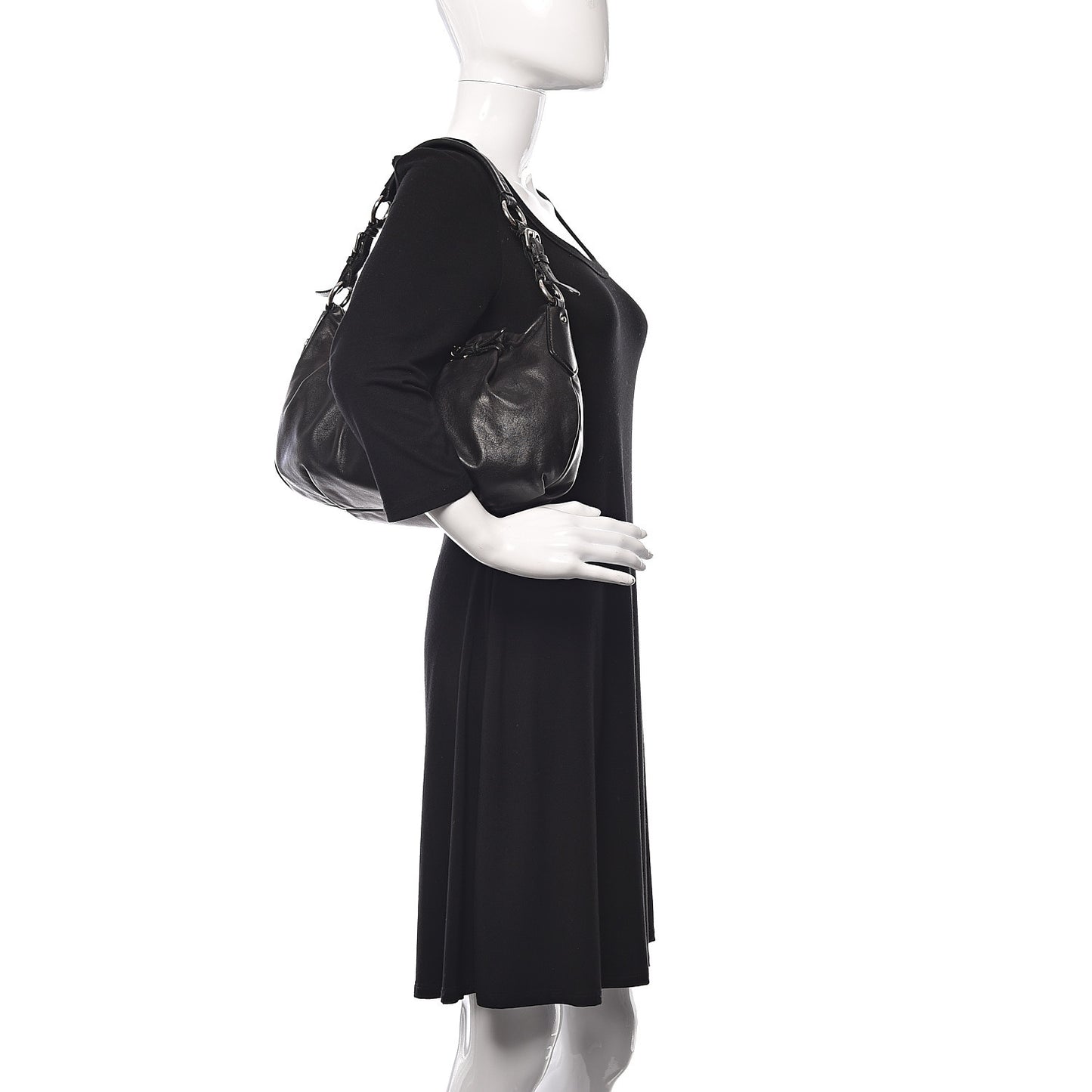 Soft Calfskin Pleated Hobo Black