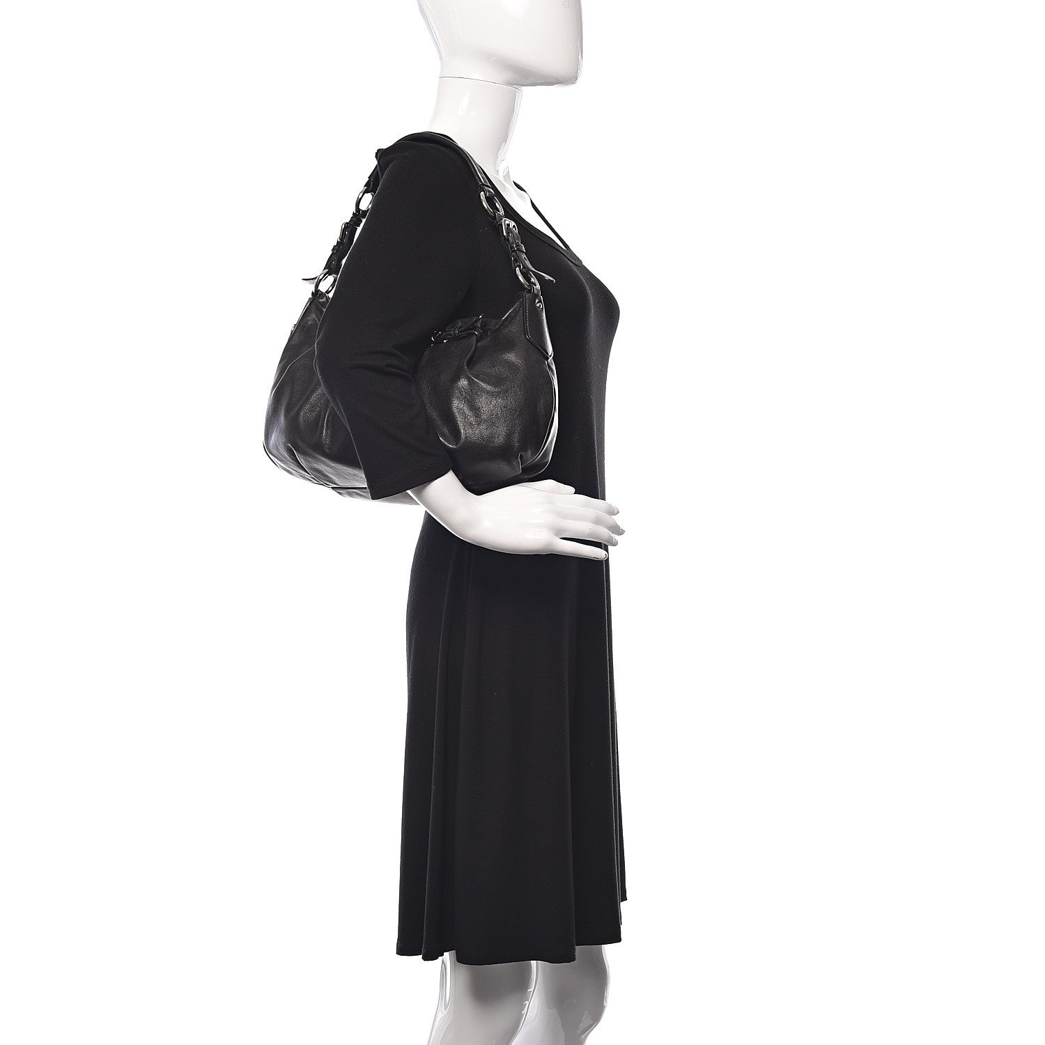 Prada Soft Calfskin Pleated Hobo Black 2 of 16