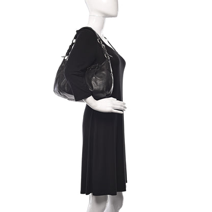 Prada Soft Calfskin Pleated Hobo Black 2 of 16