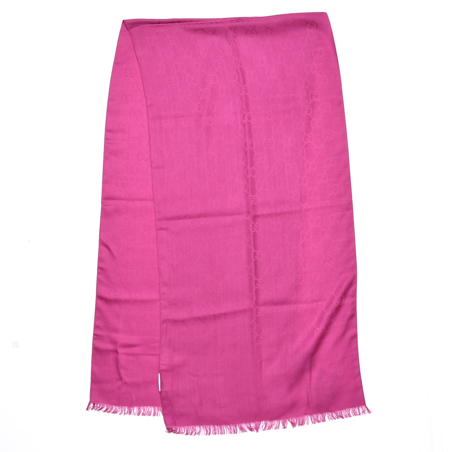 Wool Silk Monogram Scarf Fuchsia