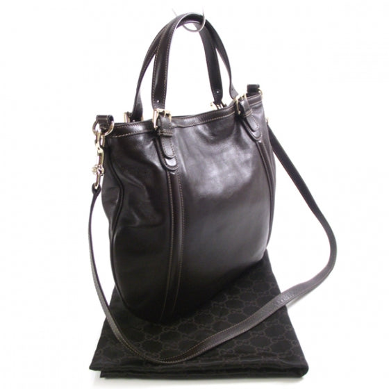 Leather Medium Britt Bag Dark Brown