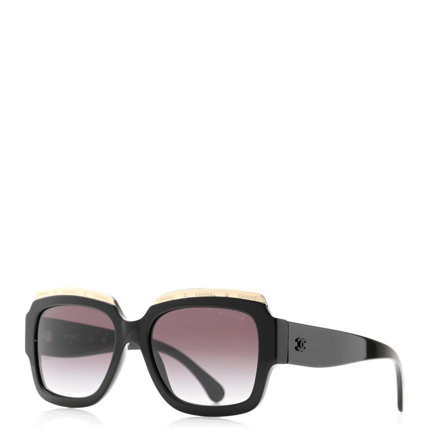 Acetate Rectangle Logo Sunglasses 71506A Black Gold