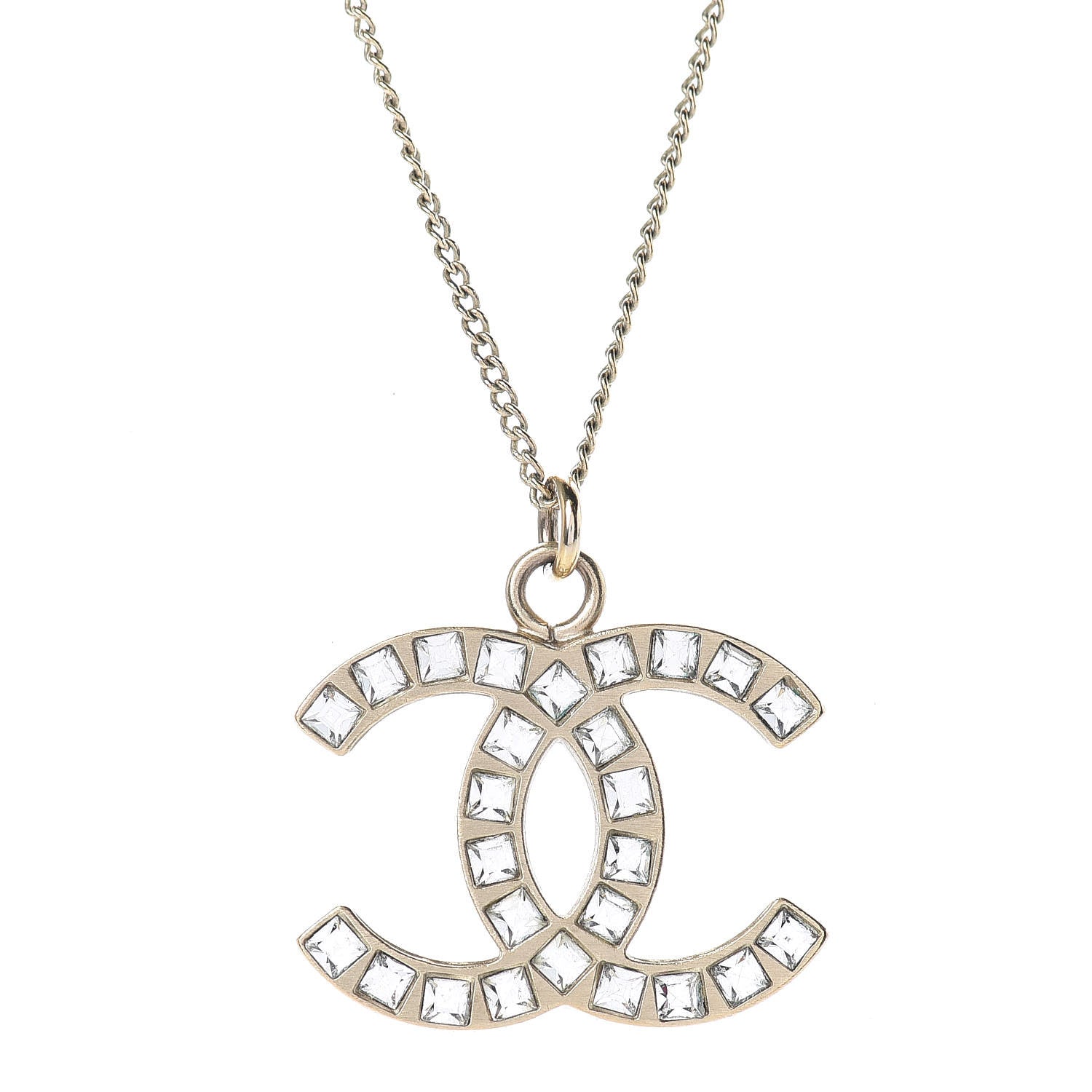 Chanel Crystal CC Pendant Necklace Light Gold 6 of 6
