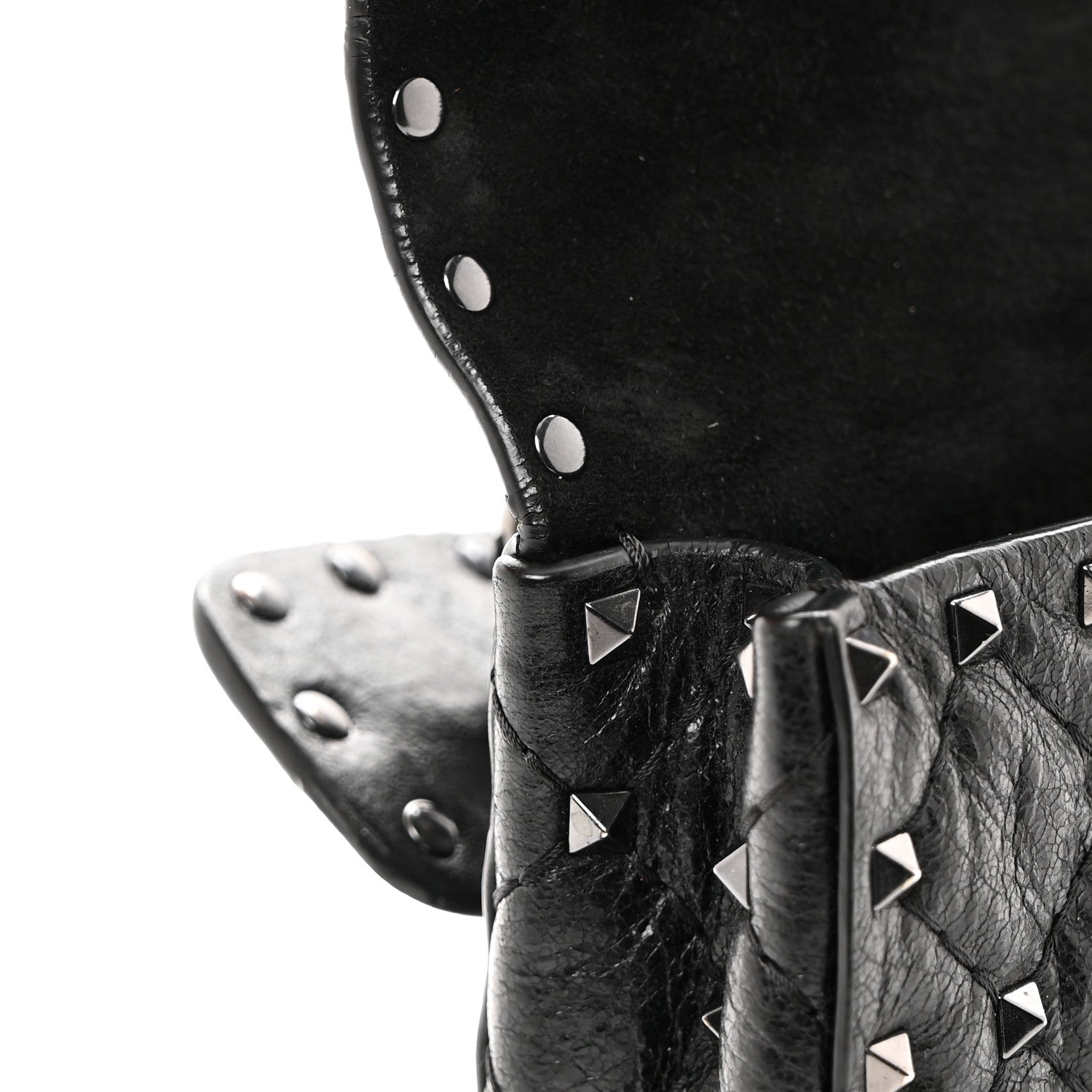 Valentino Garavani Craquele Nappa Small Rockstud Spike Shoulder Bag Black 11 of 12