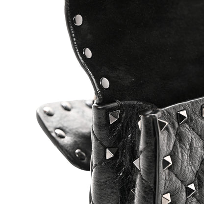 Valentino Garavani Craquele Nappa Small Rockstud Spike Shoulder Bag Black 11 of 12