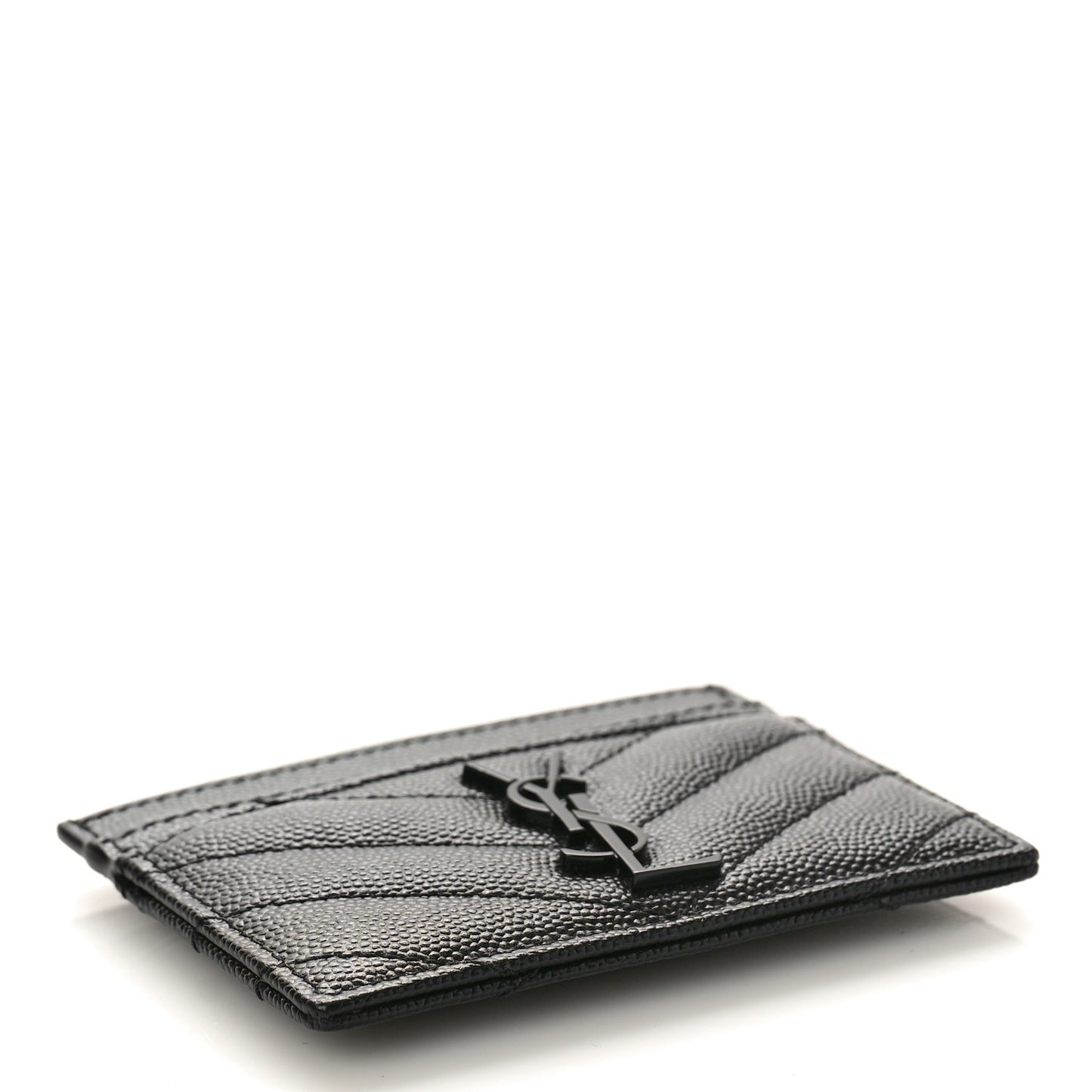 Grain De Poudre Matelasse Chevron Monochrome Monogram Credit Card Case Black