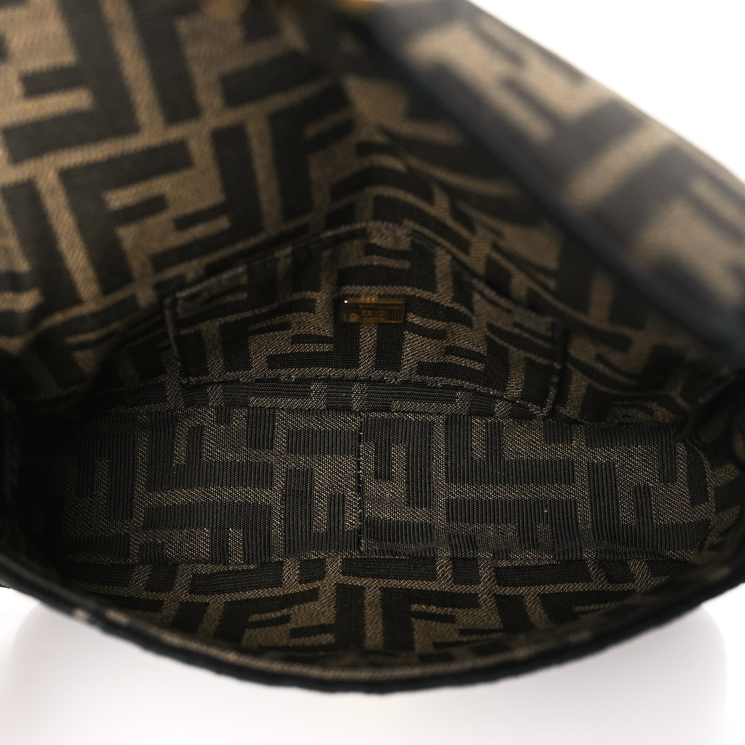 Fendi Fabric Jacquard FF 1974 Mini Baguette Tobacco Moro Black 5 of 9