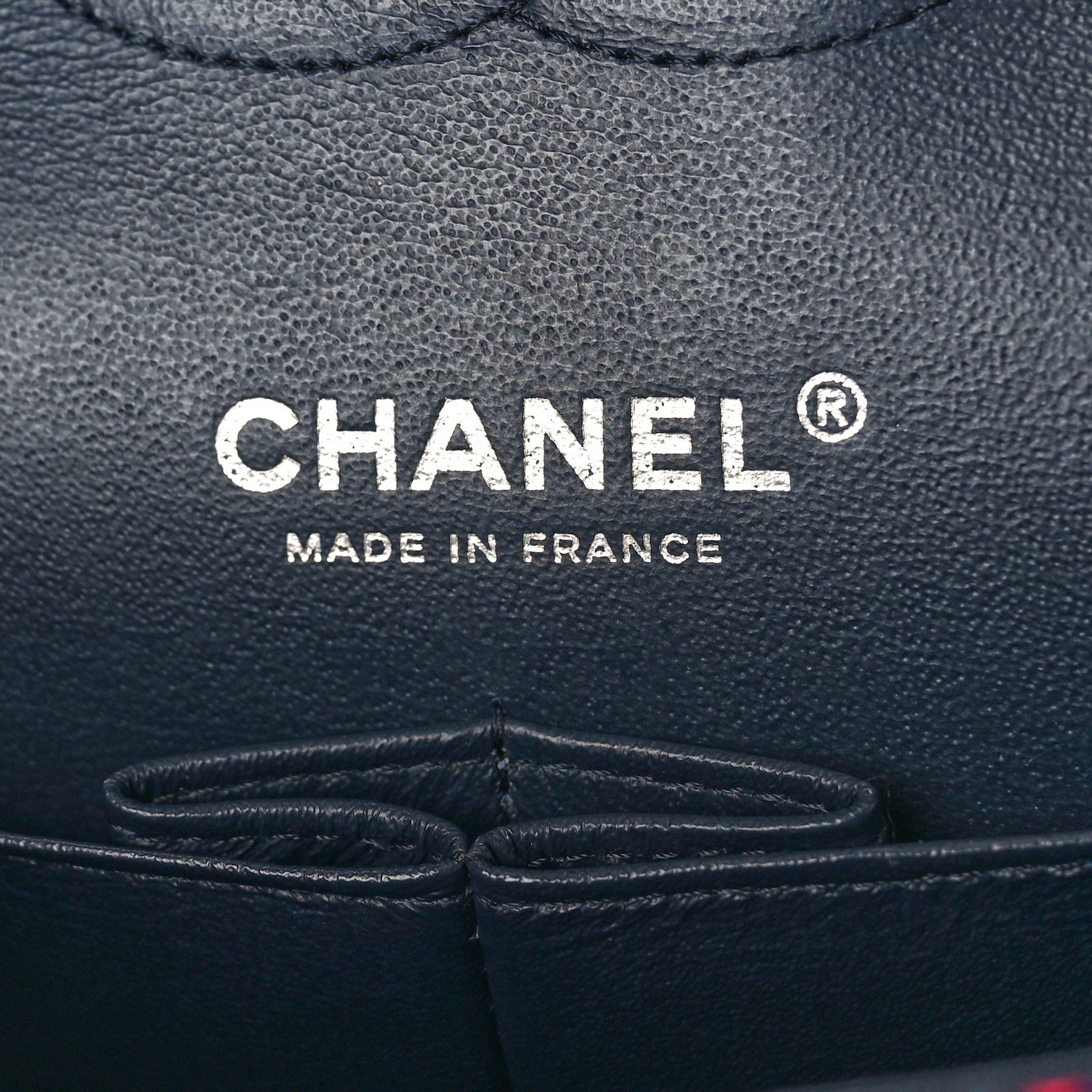 Chanel Tweed Quilted Medium Double Flap Navy White Red 6 of 10
