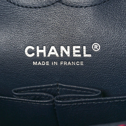 Chanel Tweed Quilted Medium Double Flap Navy White Red 6 of 10
