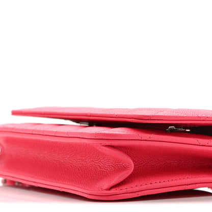 Chanel Caviar Quilted Wallet on Chain WOC Dark Pink 11 of 12