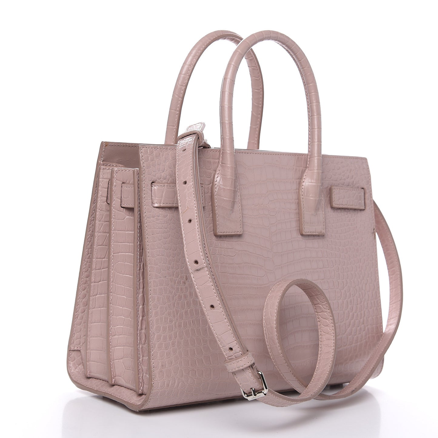Calfskin Crocodile Embossed Baby Sac De Jour Rose Antic