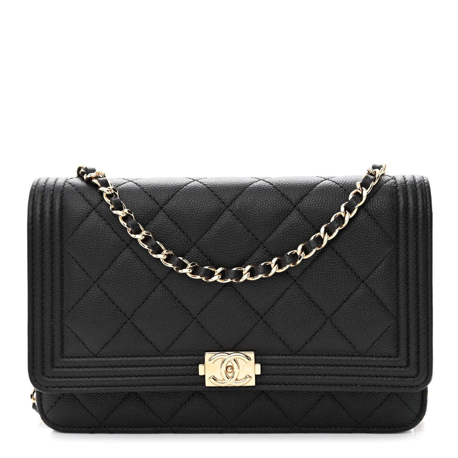 Chanel Caviar Quilted Boy Wallet On Chain WOC Black 1 of 14