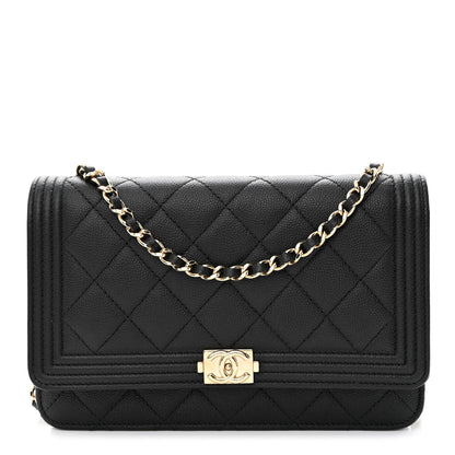 Chanel Caviar Quilted Boy Wallet On Chain WOC Black 1 of 14