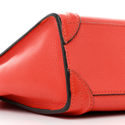Celine Drummed Calfskin Nano Luggage Vermillion 9 of 15