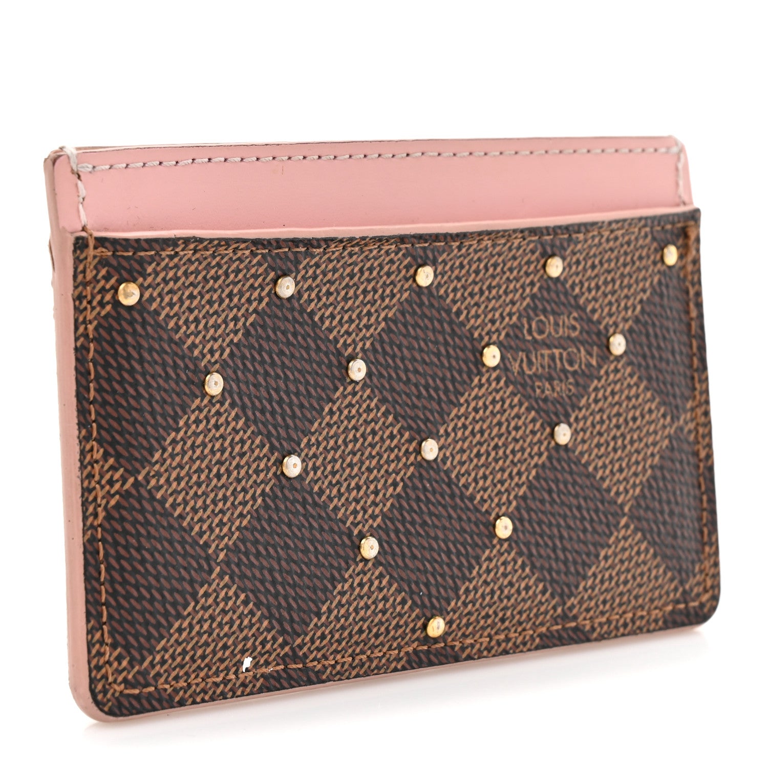 Louis Vuitton Damier Ebene Studded Card Holder Rose Ballerine 3 of 10