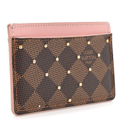 Louis Vuitton Damier Ebene Studded Card Holder Rose Ballerine 3 of 10