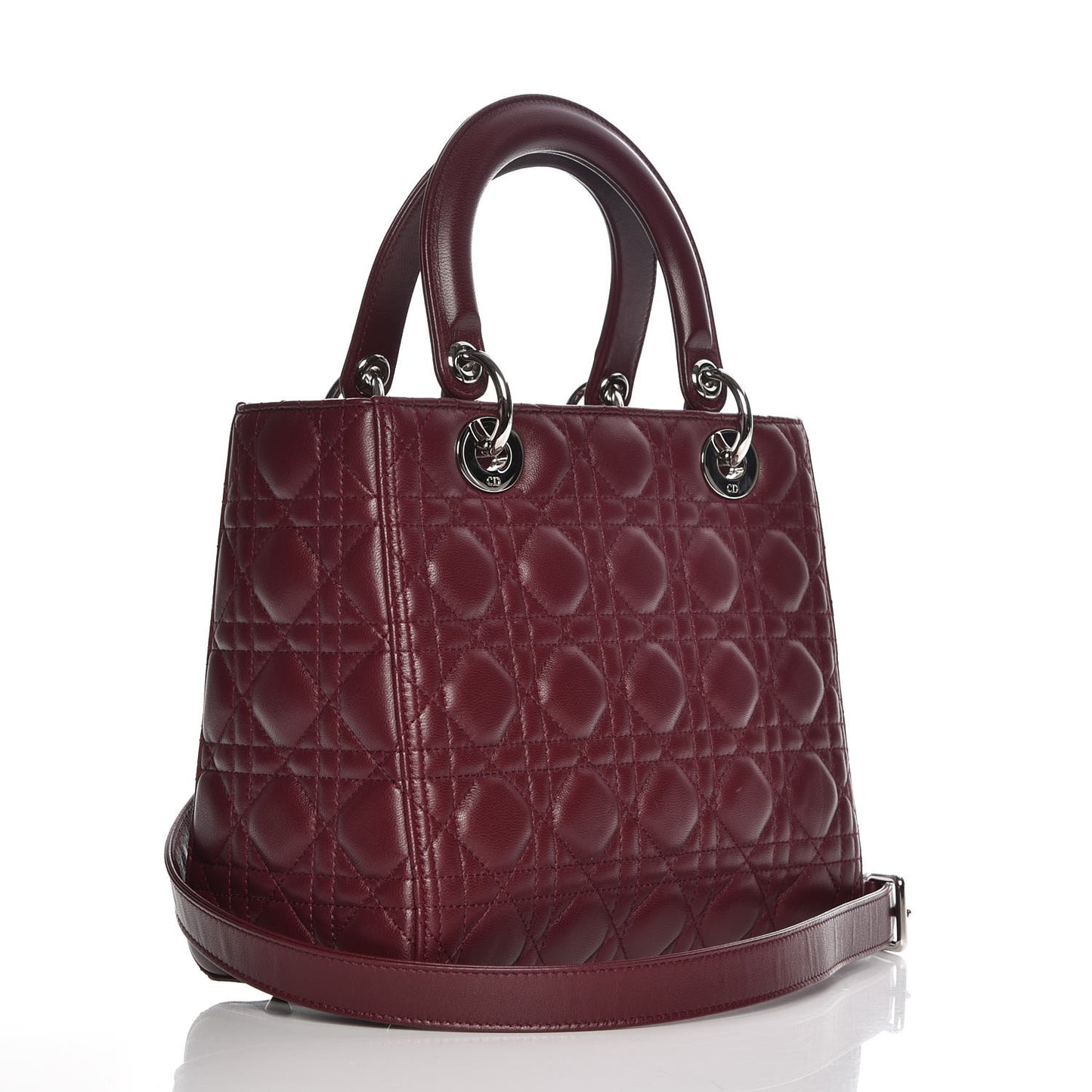 Lambskin Cannage Medium Lady Dior Burgundy