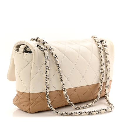 Chanel Lambskin Quilted Bi-Color Medium Single Flap White Beige 3 of 10