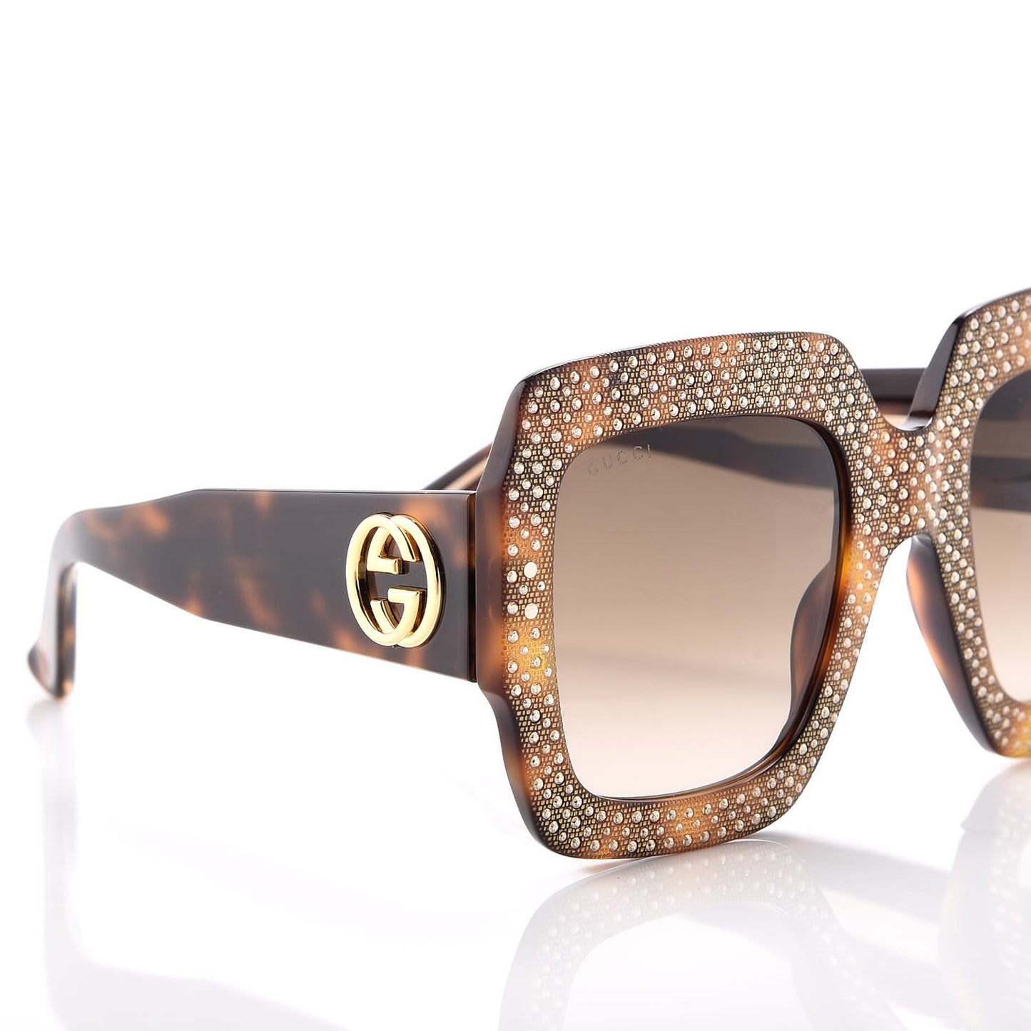 Crystal Square Frame Sunglasses GG3861/S Tortoise