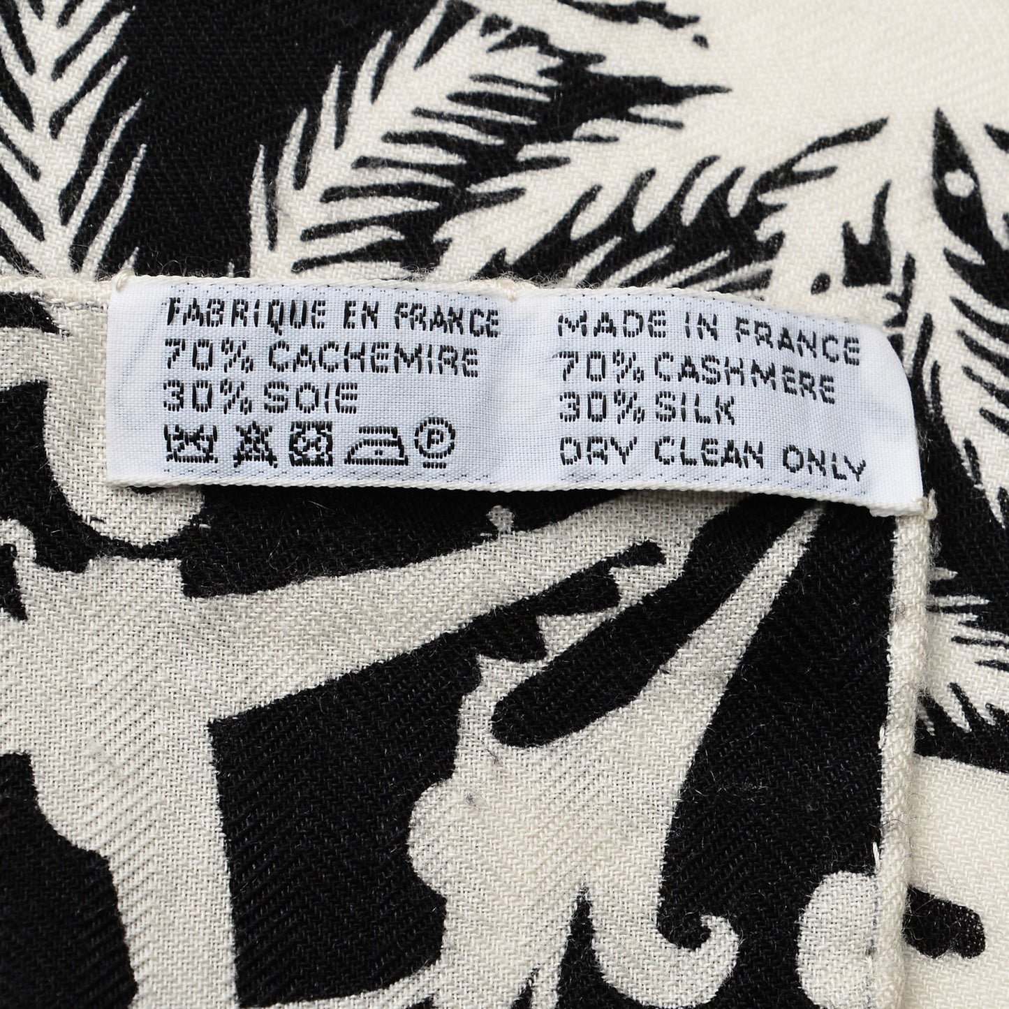 Cashmere Silk Tyger Tyger Shawl 140 Black White Gris