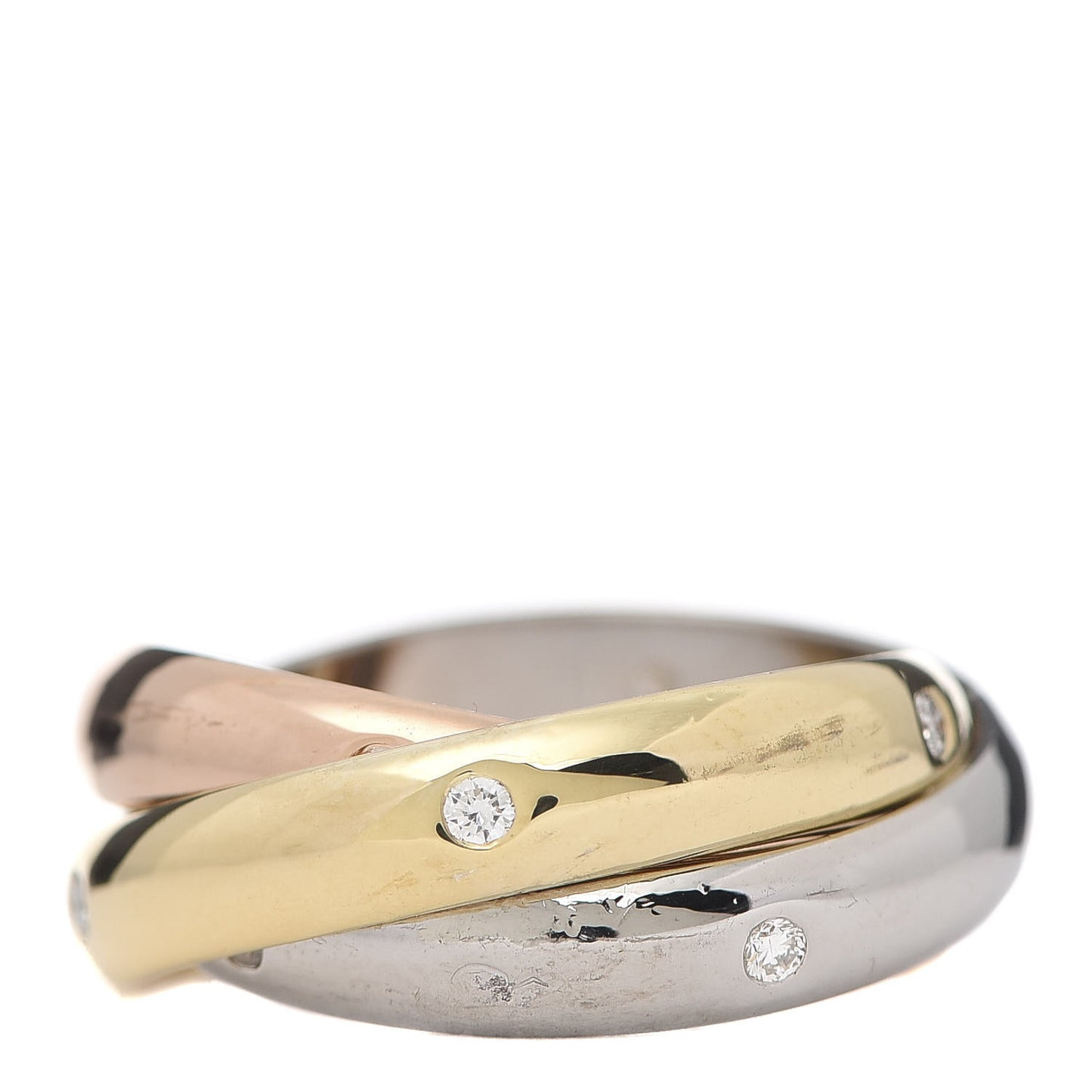 18K Pink Yellow White Gold Diamond Medium Trinity Ring 51 5.75