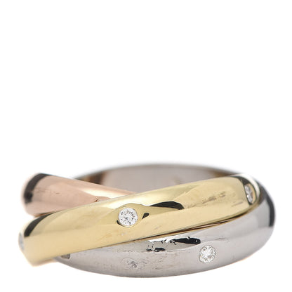 Cartier 18K Pink Yellow White Gold Diamond Medium Trinity Ring 51 5.75 3 of 8