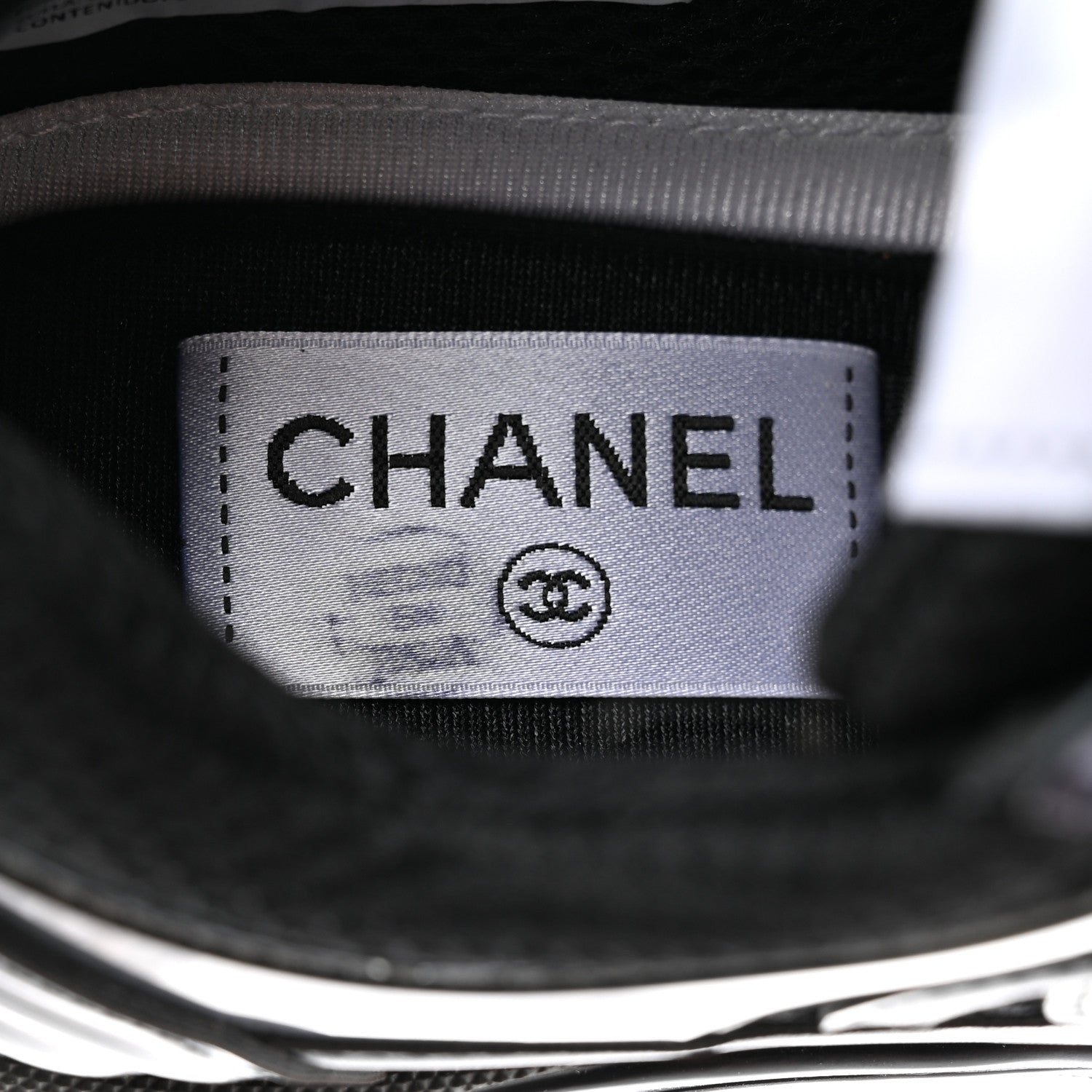 Chanel Fabric Laminated Calfskin Stretch CC Womens Sneakers 37 Black 7 of 8