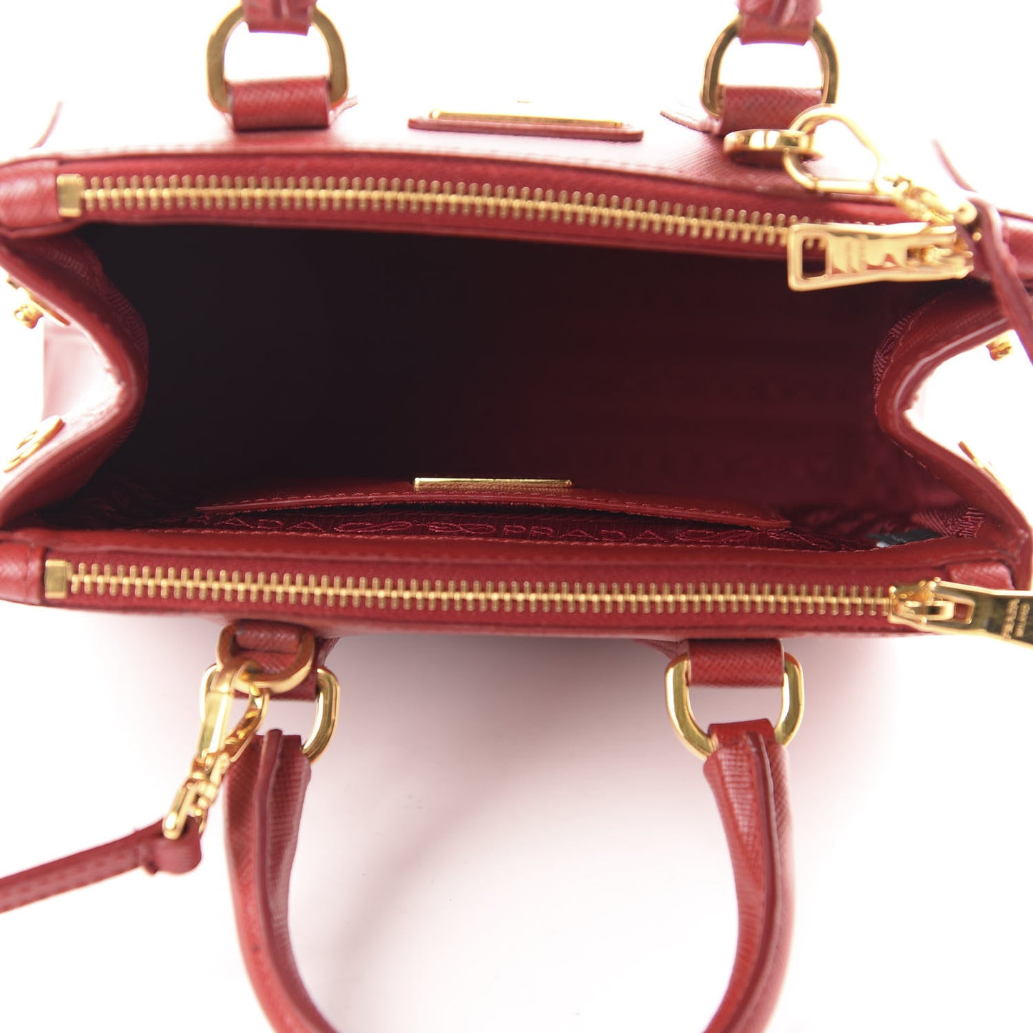 Saffiano Lux Micro Galleria Double Zip Tote Fuoco