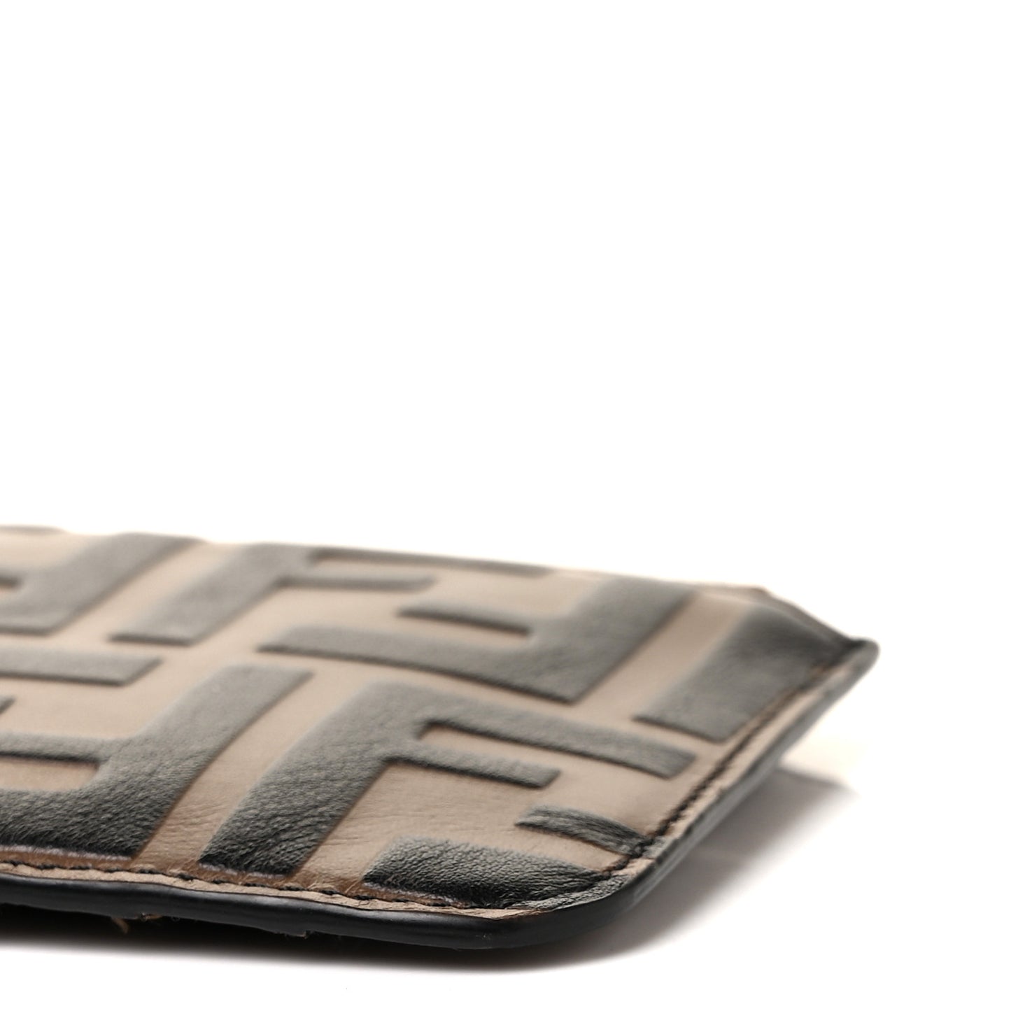 Vitello Soft F is Fendi Bi-Color FF 1974 Embossed Key Case Pouch Maya Black