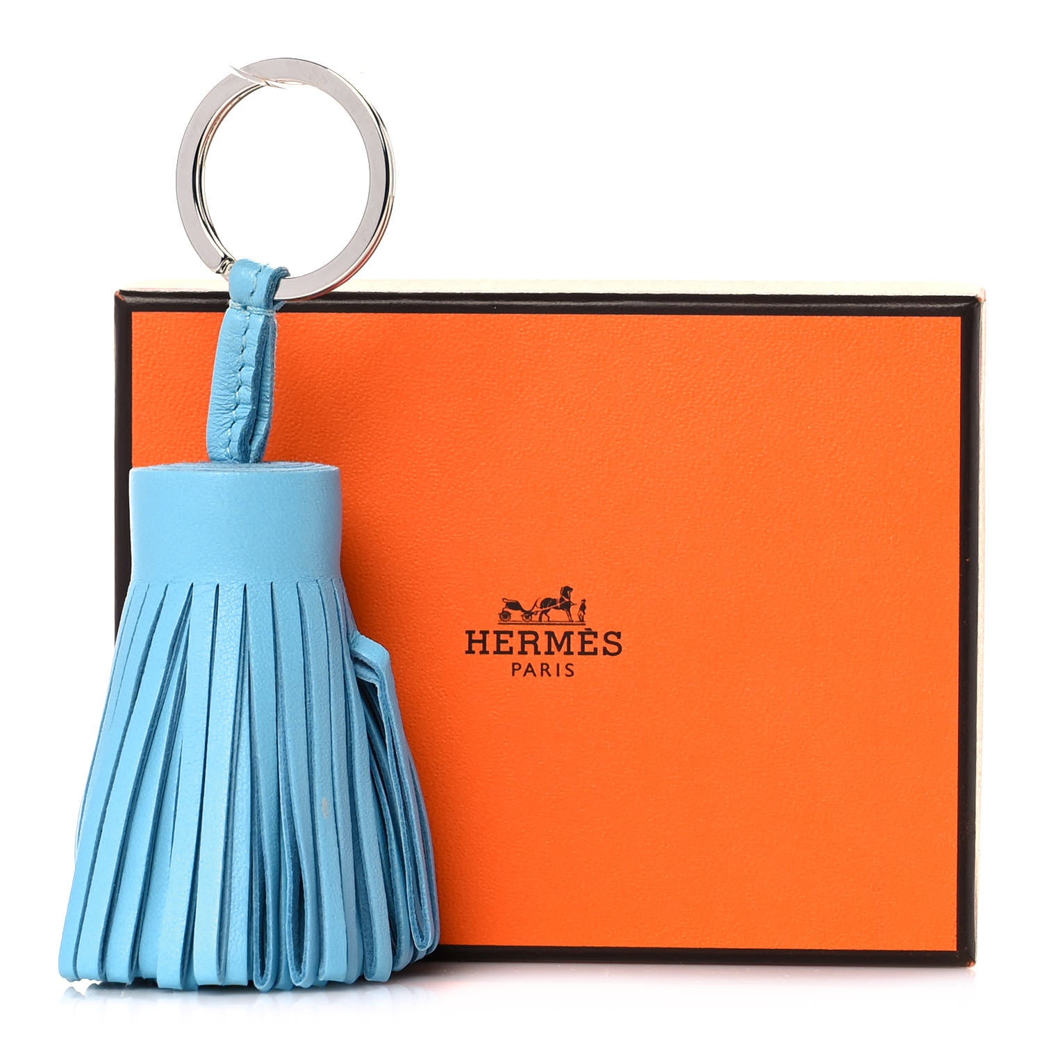 Hermes Lambskin Carmen Tassel Key Holder Celeste 6 of 7