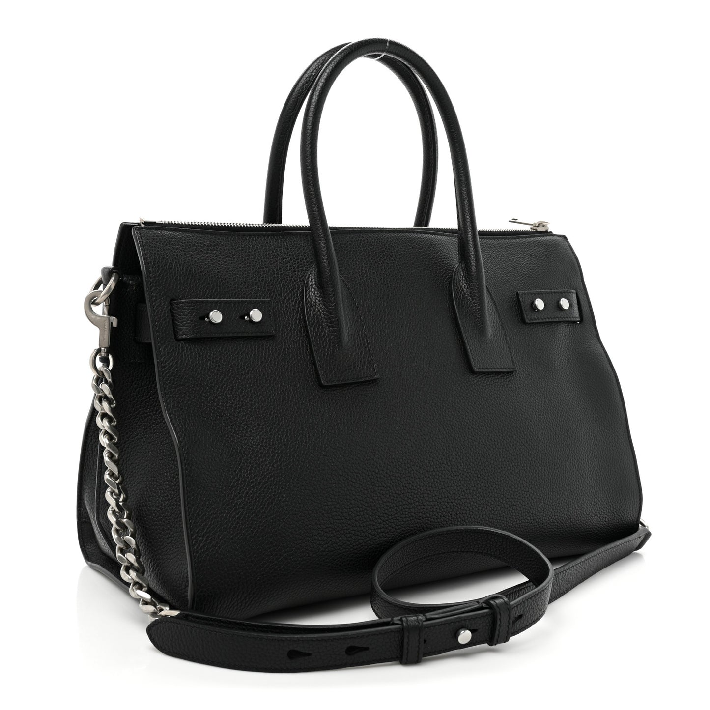 Grained Calfskin Small Supple Sac De Jour Duffle Black