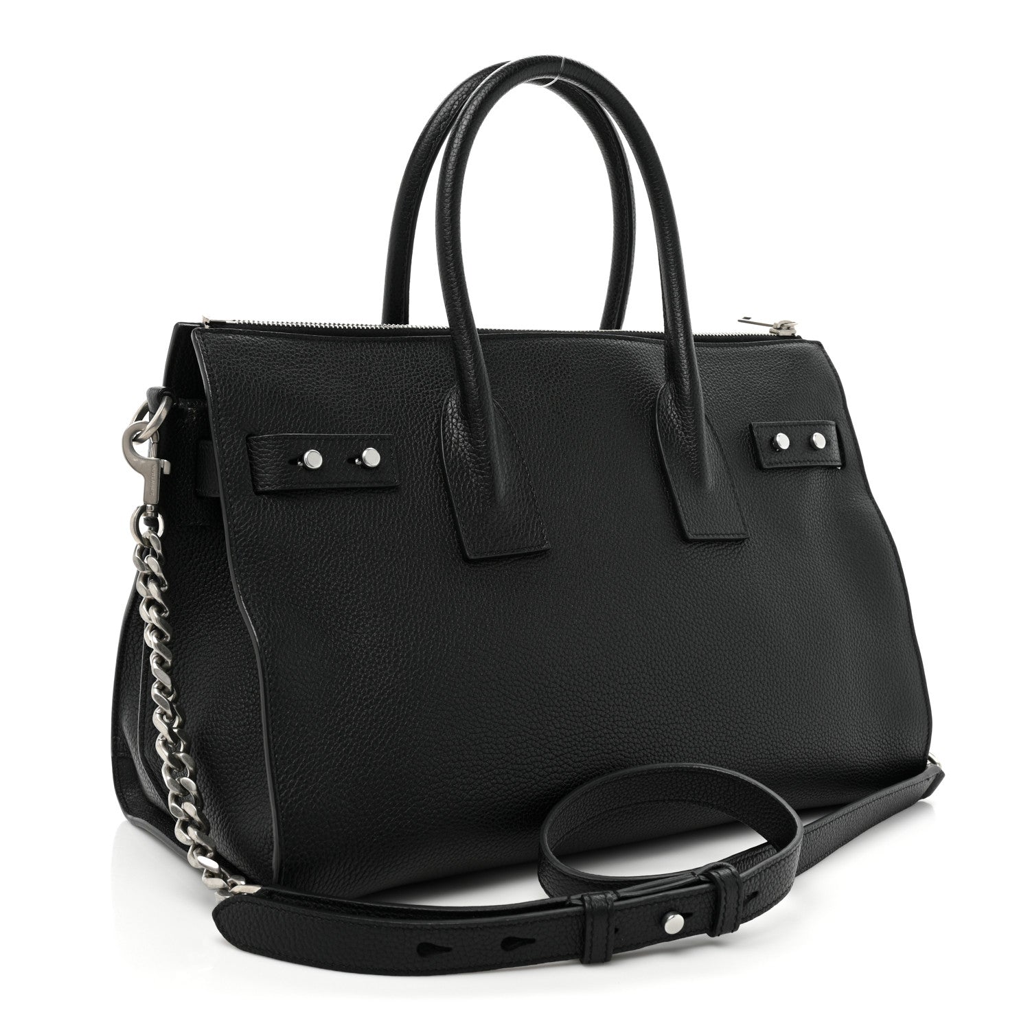 Saint Laurent Grained Calfskin Small Supple Sac De Jour Duffle Black 2 of 13