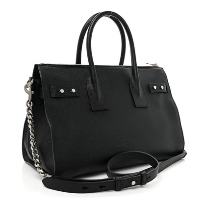 Saint Laurent Grained Calfskin Small Supple Sac De Jour Duffle Black 2 of 13