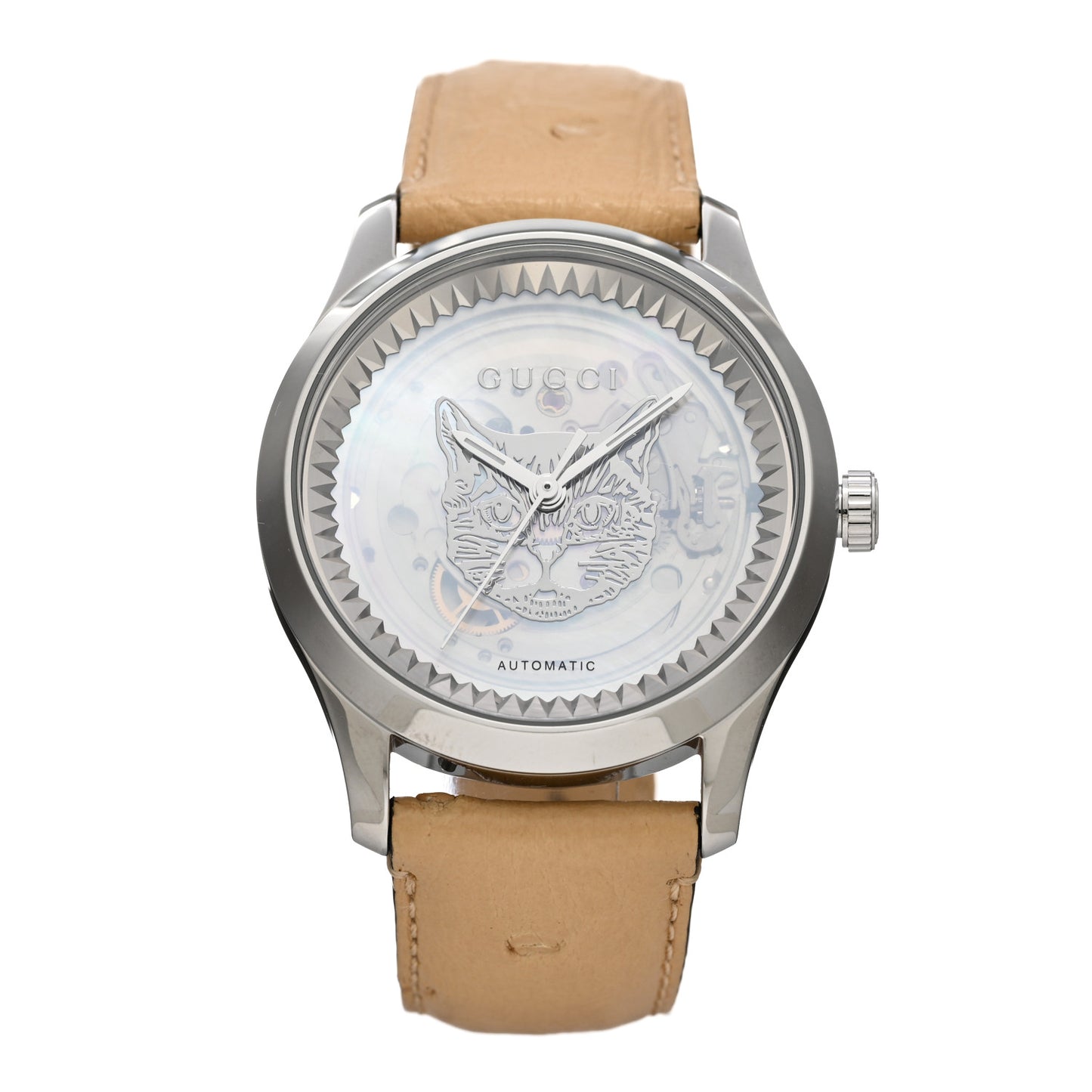 Stainless Steel Ostrich Mother of Pearl 38mm G-Timeless Cat Automatic Watch