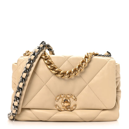 Chanel Lambskin Quilted Medium Chanel 19 Flap Beige 1 of 10
