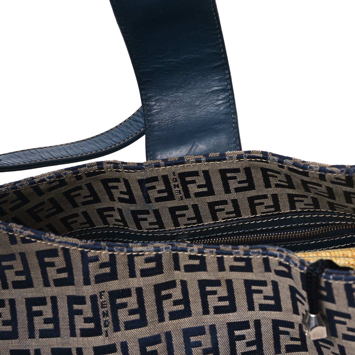 Fendi Zucchino Shoulder Bag Blue 10 of 12