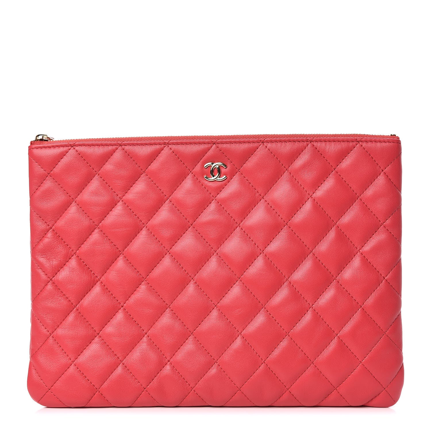 Chanel Lambskin Quilted Medium Cosmetic Case Red 1 of 10