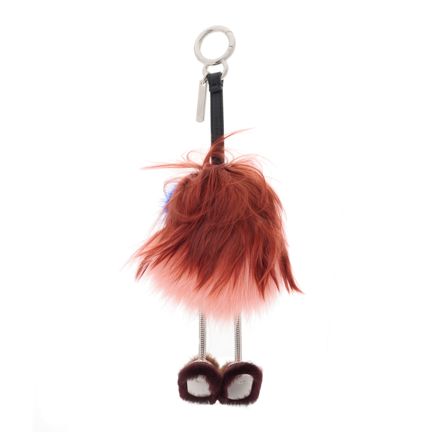 Mink Fox Fur Dad Wonders Bag Charm Peach Pink Rust