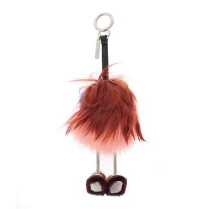 Fendi Mink Fox Fur Dad Wonders Bag Charm Peach Pink Rust 2 of 3