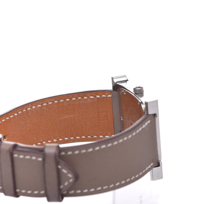 Hermes Stainless Steel Swift 26mm Heure H Hour Quartz Watch Etoupe 7 of 13