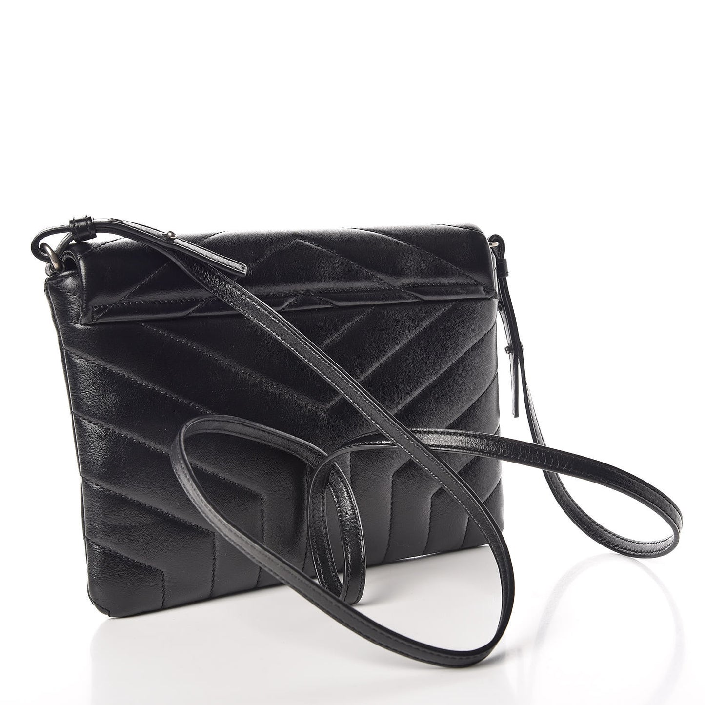Calfskin Y Quilted Monogram Loulou Flap Bag Black