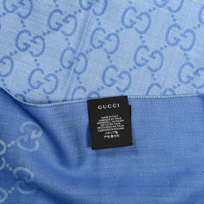 Gucci Wool Silk GG Monogram GGNat Scarf Sky Blue 3 of 4