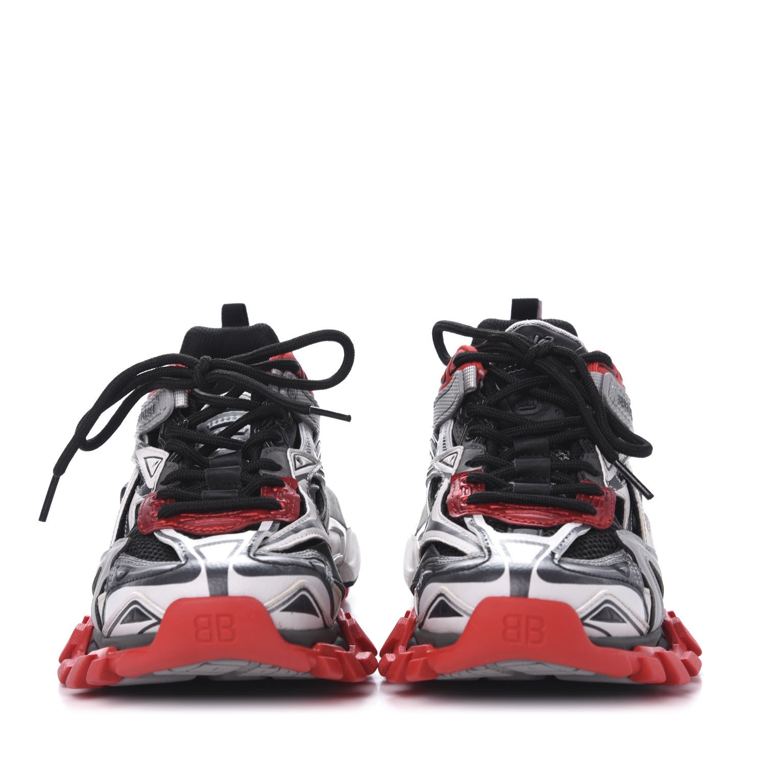 Balenciaga Rubber Mesh Bi-Color Womens Track.2 Open Sneakers 36 Black Grey Red 2 of 9