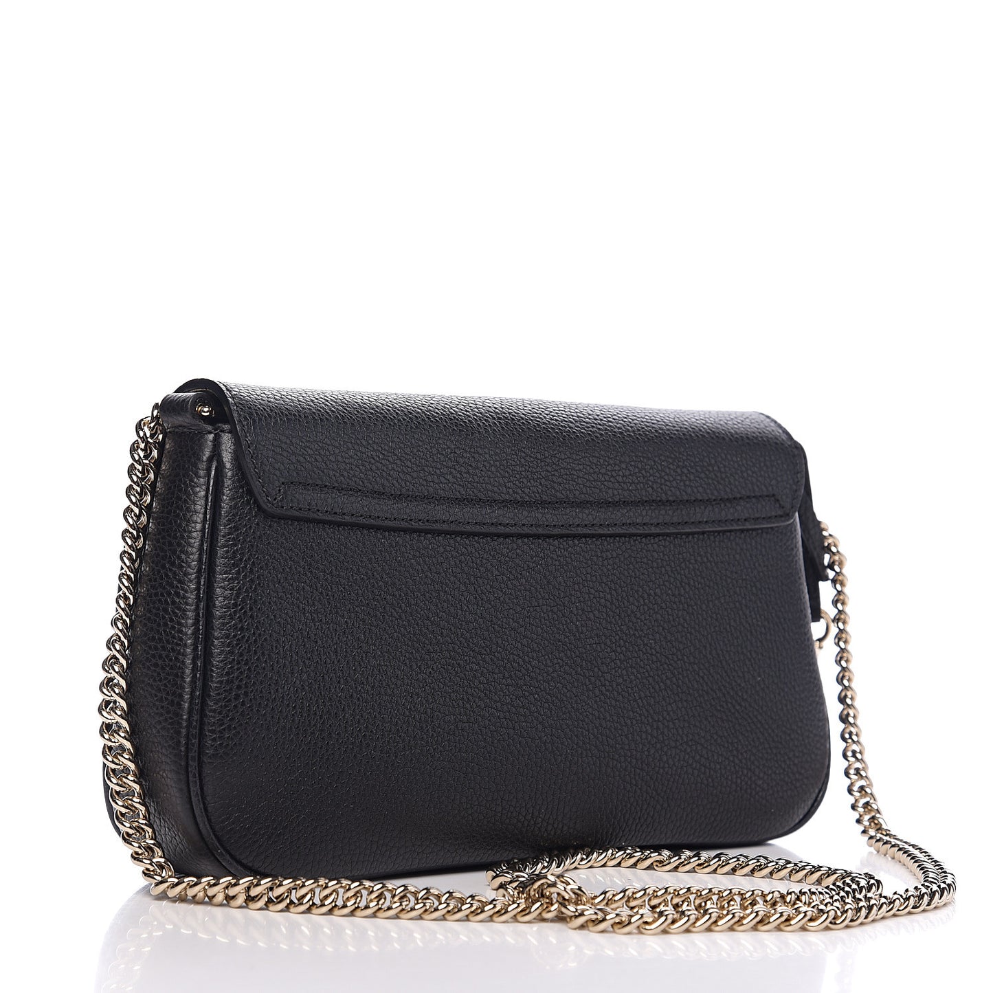 Pebbled Calfskin Medium Soho Flap Crossbody Black