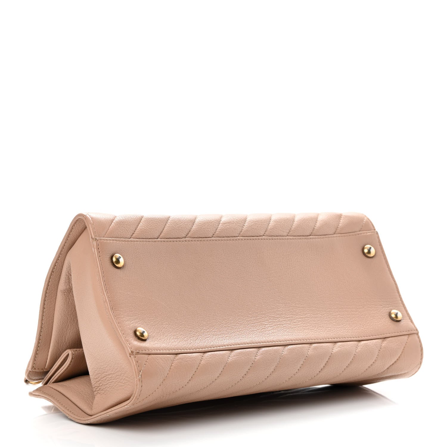 Chanel Shiny Goatskin Diagonal Quilted Shoulder Bag Beige 4 of 14
