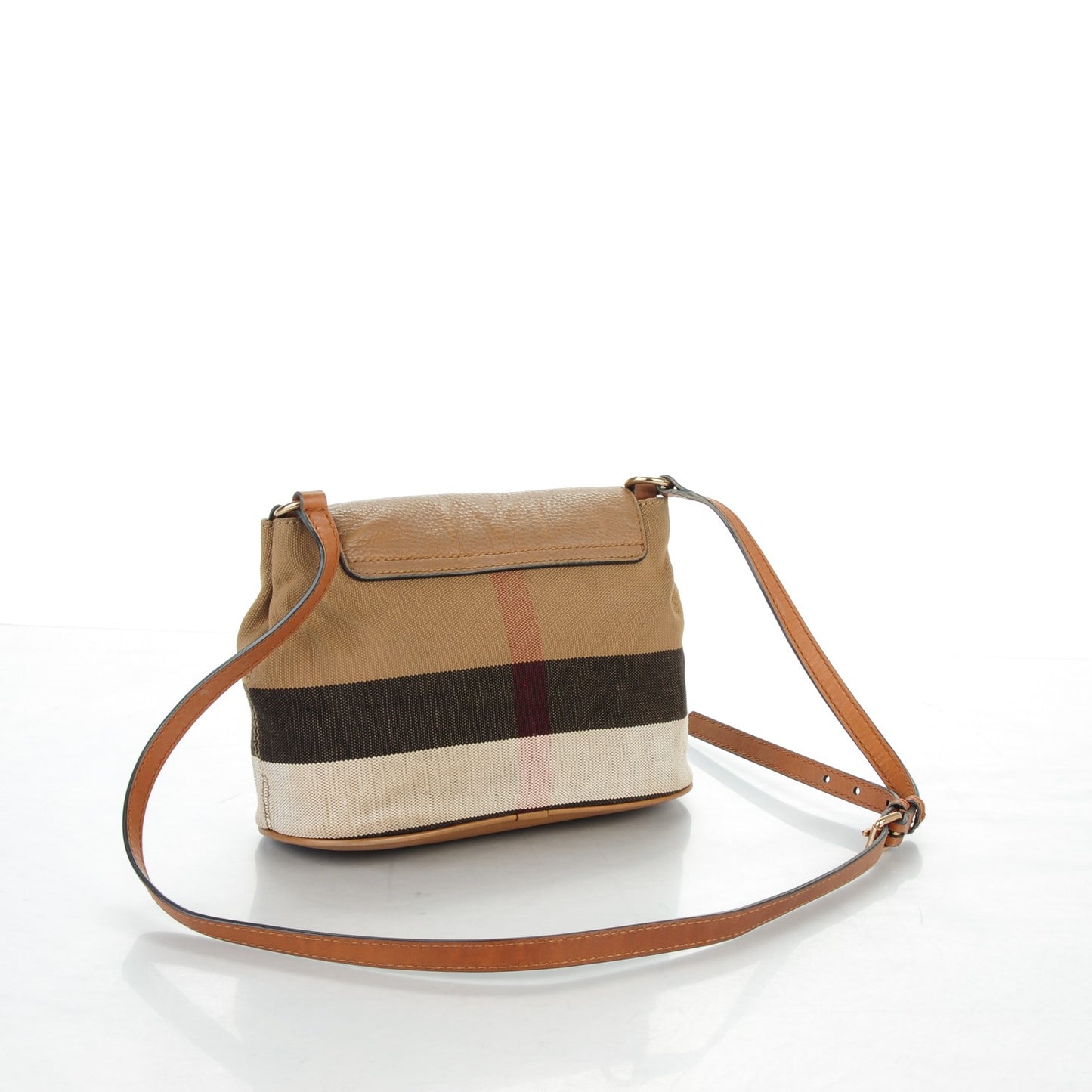 Mega Check Grainy Calfskin Small Gowan Messenger Bag Saddle Brown