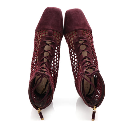 Christian Dior Suede Resille Naughtily-D 30mm Ankle Boots 35 Rouge Noir 2 of 10